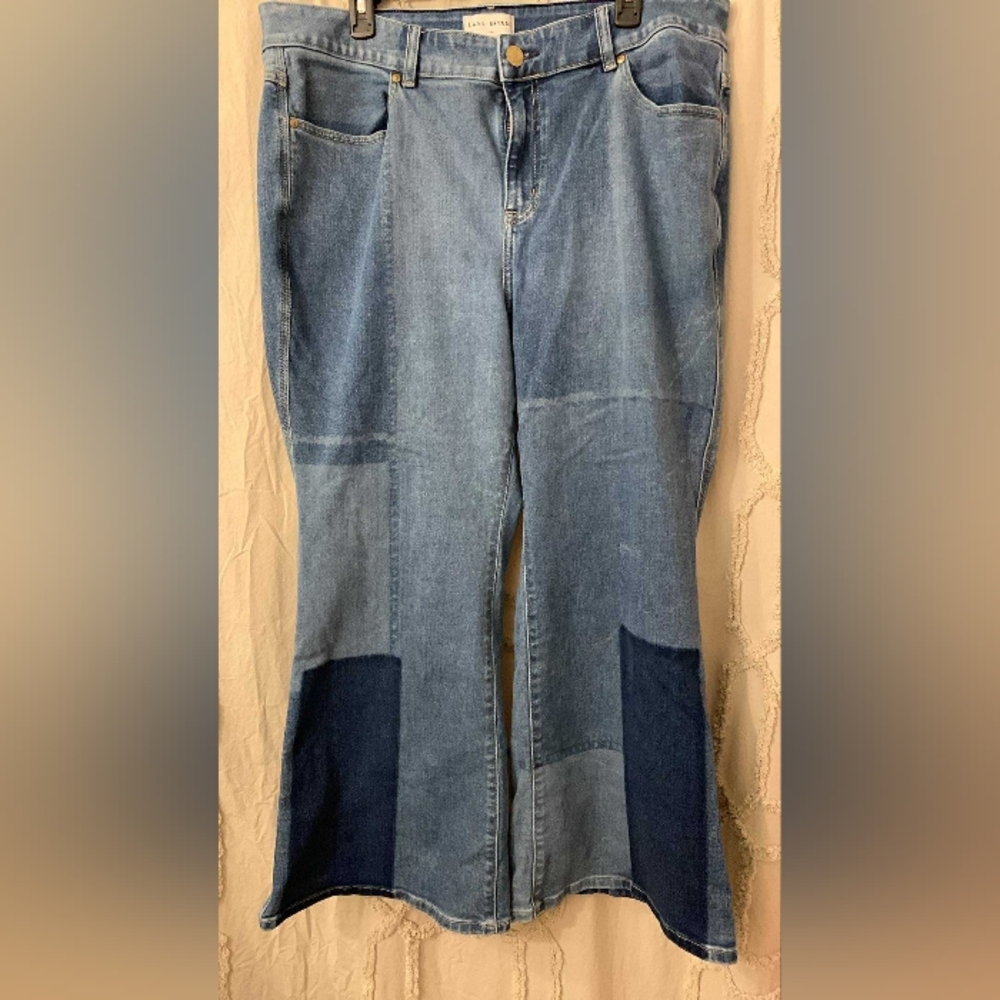 Lane Bryant Flare Patchwork Print Jeans Size 22P